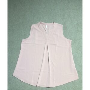 Anyhold Blouse Womens XL Pink Sleeveless V Neck Pleated Front Lightweight Top‎